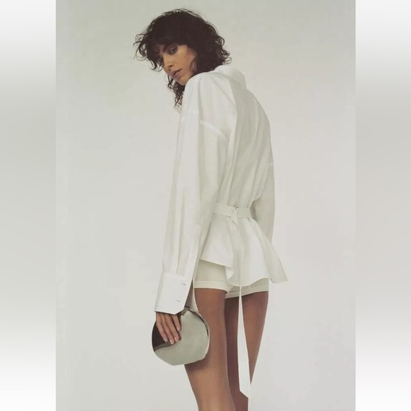 ZARA white BACK TAB POPLIN Cotton lapel collar and long sleeves SHIRT size M NWT - Picture 5 of 16